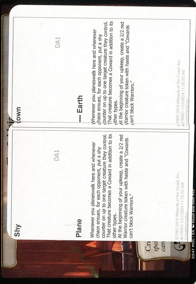 Shy Town, Black Lotus Unknown Planechase #PLA007, Magic: The Gathering card