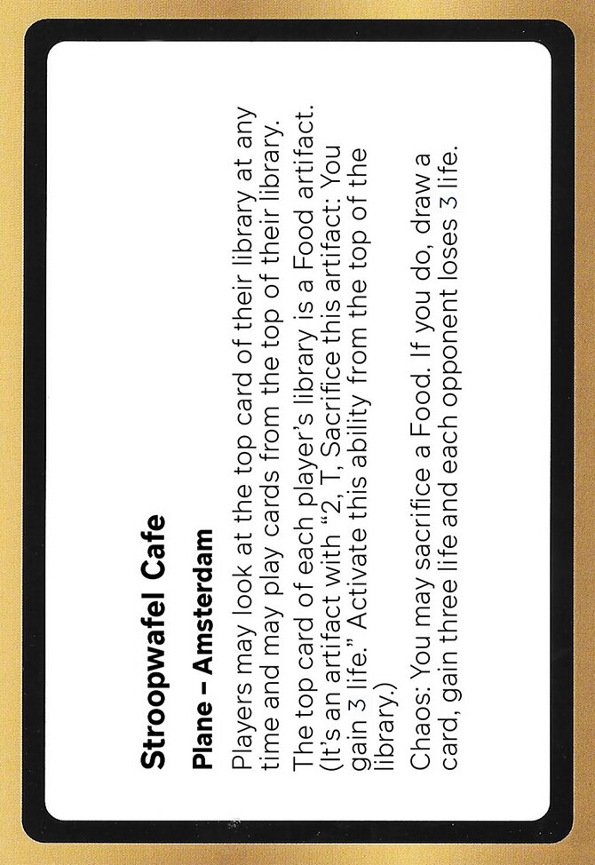Stroopwafel Cafe, Black Lotus Unknown Planechase #PLA022, Magic: The Gathering card
