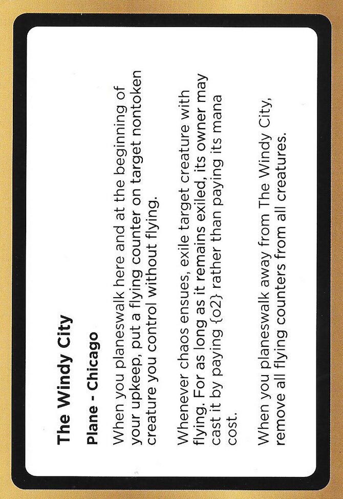 The Windy City, Black Lotus Unknown Planechase #PLA009a, Magic: The Gathering card