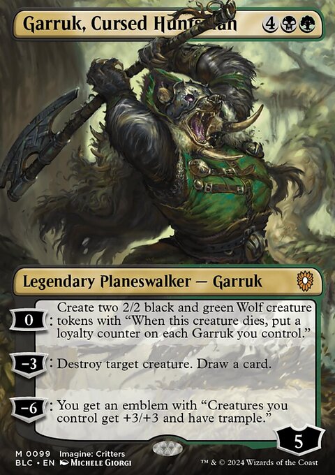 Garruk, Cursed Huntsman, Bloomburrow Commander #99, Magic: The Gathering card