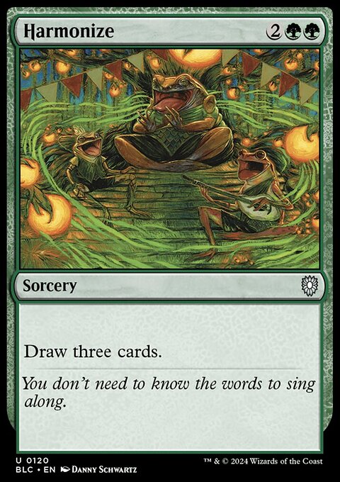 Harmonize, Bloomburrow Commander #120, Magic: The Gathering card