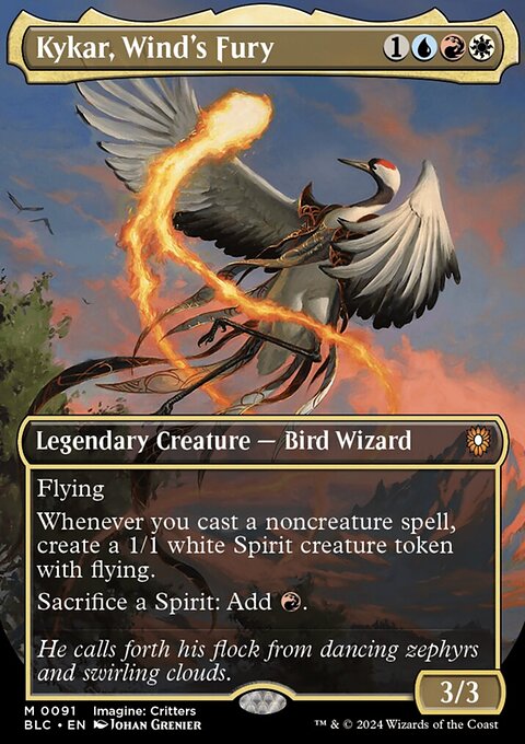 Kykar, Wind's Fury, Bloomburrow Commander #91, Magic: The Gathering card