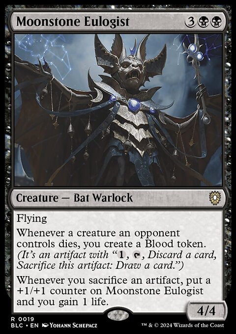 Moonstone Eulogist, Bloomburrow Commander #19, Magic: The Gathering card