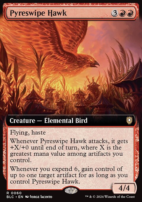 Pyreswipe Hawk, Bloomburrow Commander #60, Magic: The Gathering card