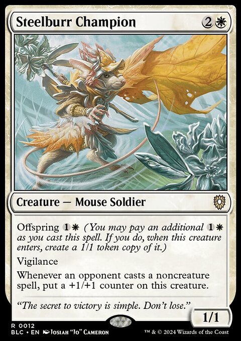 Steelburr Champion, Bloomburrow Commander #12, Magic: The Gathering card