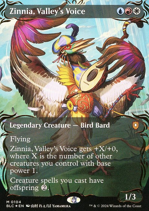 Zinnia, Valley's Voice, Bloomburrow Commander #104, Magic: The Gathering card