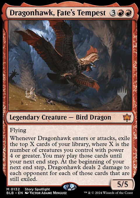 Dragonhawk, Fate's Tempest, Bloomburrow Promos #132p, Magic: The Gathering card