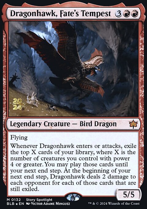 Dragonhawk, Fate's Tempest, Bloomburrow Promos #132s, Magic: The Gathering card