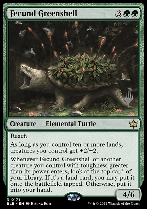 Fecund Greenshell, Bloomburrow Promos #171p, Magic: The Gathering card