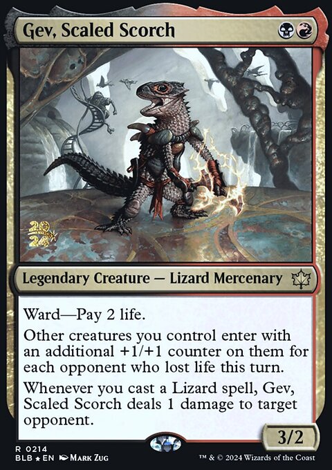 Gev, Scaled Scorch, Bloomburrow Promos #214s, Magic: The Gathering card