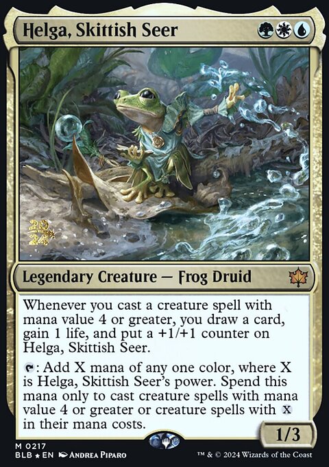 Helga, Skittish Seer, Bloomburrow Promos #217s, Magic: The Gathering card