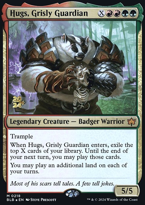 Hugs, Grisly Guardian, Bloomburrow Promos #218s, Magic: The Gathering card