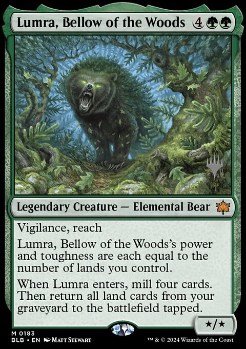 Lumra, Bellow of the Woods, Bloomburrow Promos #183p, Magic: The Gathering card