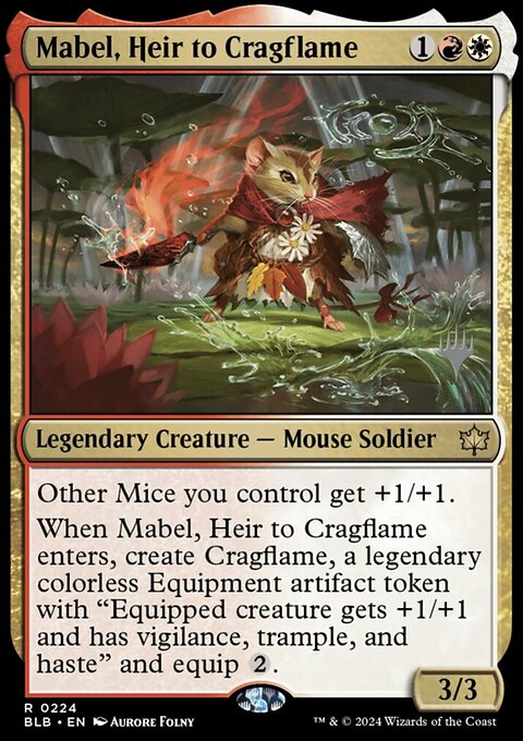 Mabel, Heir to Cragflame, Bloomburrow Promos #224p, Magic: The Gathering card