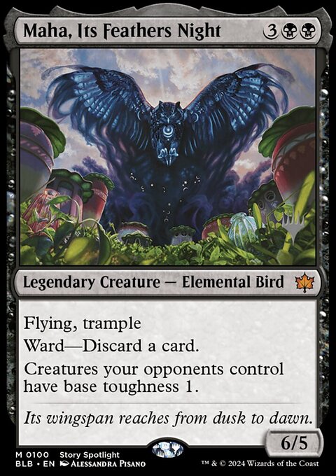 Maha, Its Feathers Night, Bloomburrow Promos #100p, Magic: The Gathering card
