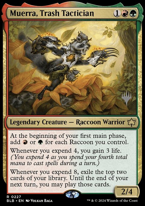 Muerra, Trash Tactician, Bloomburrow Promos #227p, Magic: The Gathering card