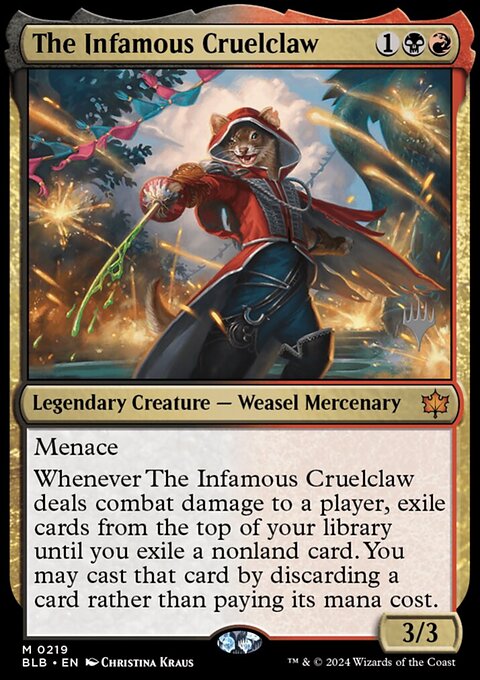 The Infamous Cruelclaw, Bloomburrow Promos #219p, Magic: The Gathering card