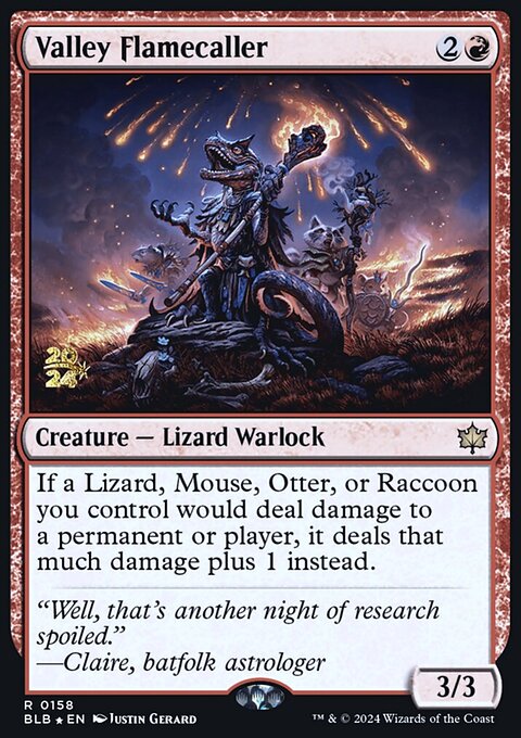 Valley Flamecaller, Bloomburrow Promos #158s, Magic: The Gathering card