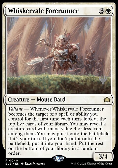 Whiskervale Forerunner, Bloomburrow Promos #40p, Magic: The Gathering card