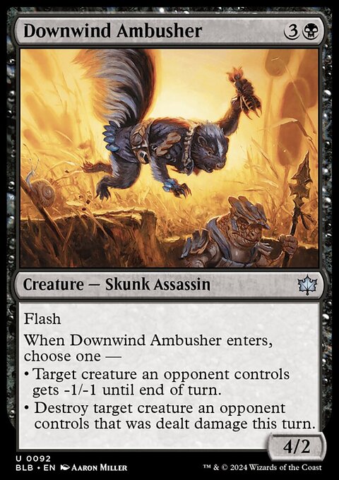Downwind Ambusher, Bloomburrow #92, Magic: The Gathering card