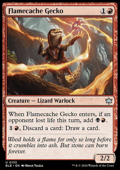 Flamecache Gecko, Bloomburrow #135, Magic: The Gathering card