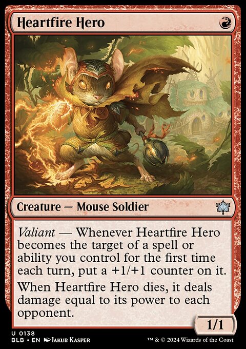 Heartfire Hero, Bloomburrow #138, Magic: The Gathering card