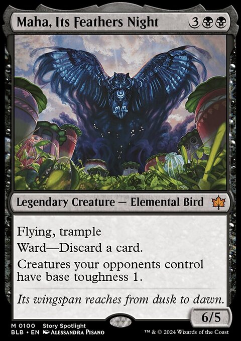 Maha, Its Feathers Night, Bloomburrow #100, Magic: The Gathering card