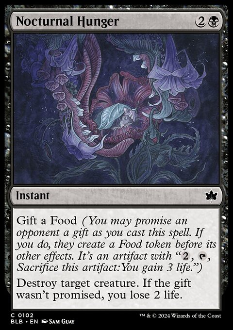 Nocturnal Hunger, Bloomburrow #102, Magic: The Gathering card