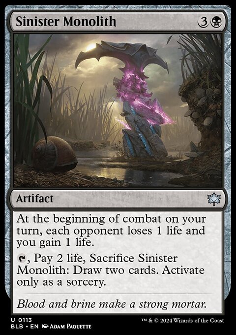 Sinister Monolith, Bloomburrow #113, Magic: The Gathering card