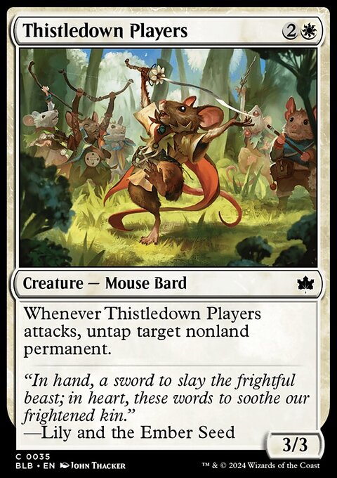 Thistledown Players, Bloomburrow #35, Magic: The Gathering card