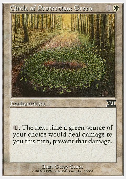 Circle of Protection: Green, Classic Sixth Edition #10, Magic: The Gathering card