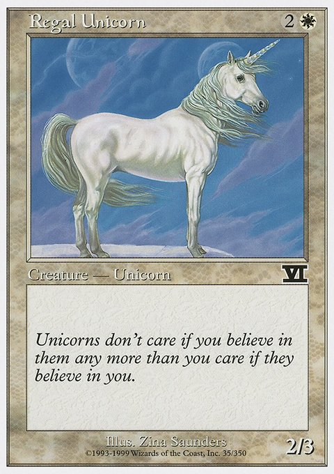 Regal Unicorn, Classic Sixth Edition #35, Magic: The Gathering card