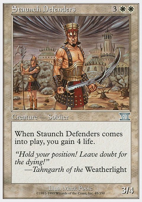 Staunch Defenders, Classic Sixth Edition #45, Magic: The Gathering card