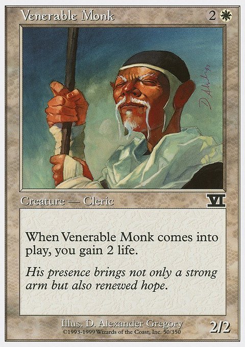 Venerable Monk, Classic Sixth Edition #50, Magic: The Gathering card