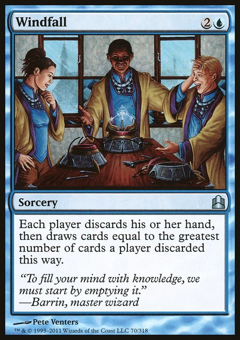 Windfall, Commander 2011 #70, Magic: The Gathering card