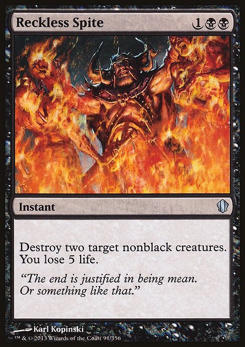 Reckless Spite, Commander 2013 #91, Magic: The Gathering card
