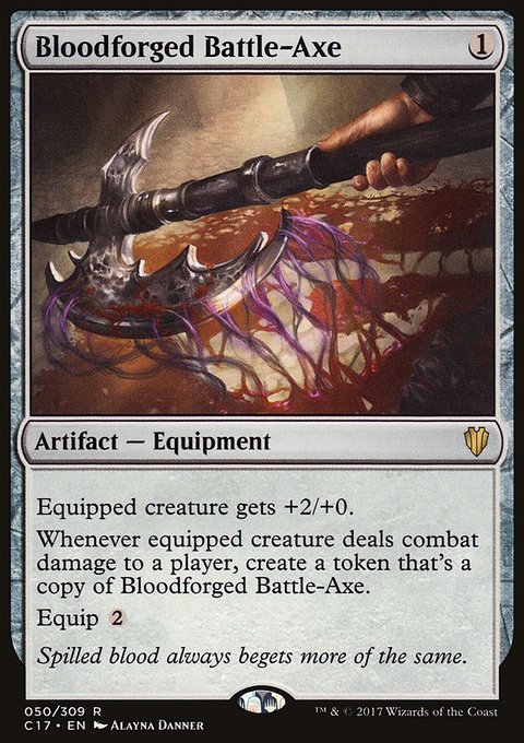 Bloodforged Battle-Axe, Commander 2017 #50, Magic: The Gathering card
