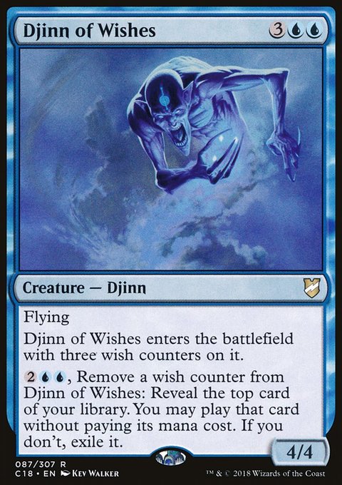 Djinn of Wishes, Commander 2018 #87, Magic: The Gathering card