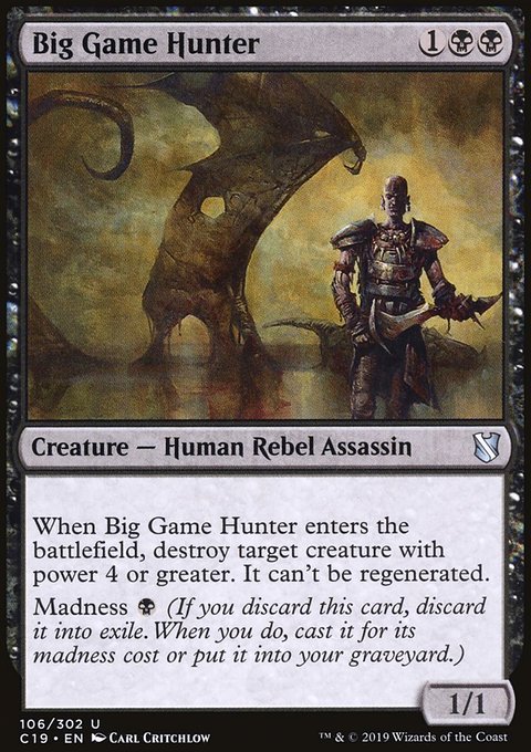 Big Game Hunter, Commander 2019 #106, Magic: The Gathering card