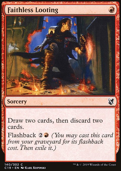 Faithless Looting, Commander 2019 #140, Magic: The Gathering card