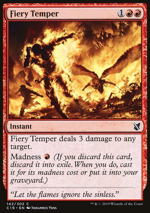 Fiery Temper, Commander 2019 #142, Magic: The Gathering card