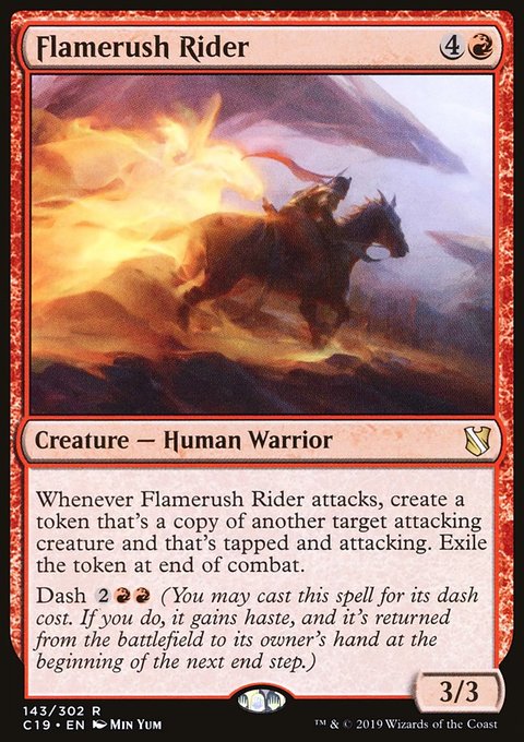 Flamerush Rider, Commander 2019 #143, Magic: The Gathering card
