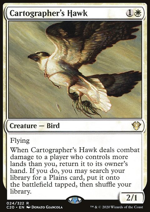 Cartographer's Hawk, Commander 2020 #24, Magic: The Gathering card