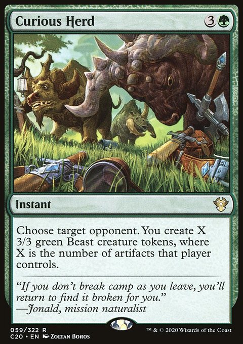 Curious Herd, Commander 2020 #59, Magic: The Gathering card