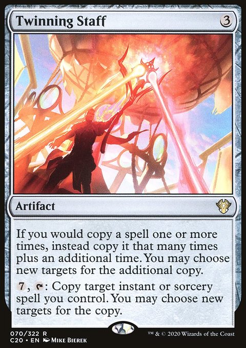 Twinning Staff, Commander 2020 #70, Magic: The Gathering card