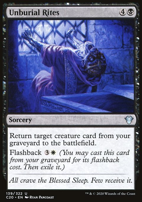 Unburial Rites, Commander 2020 #139, Magic: The Gathering card