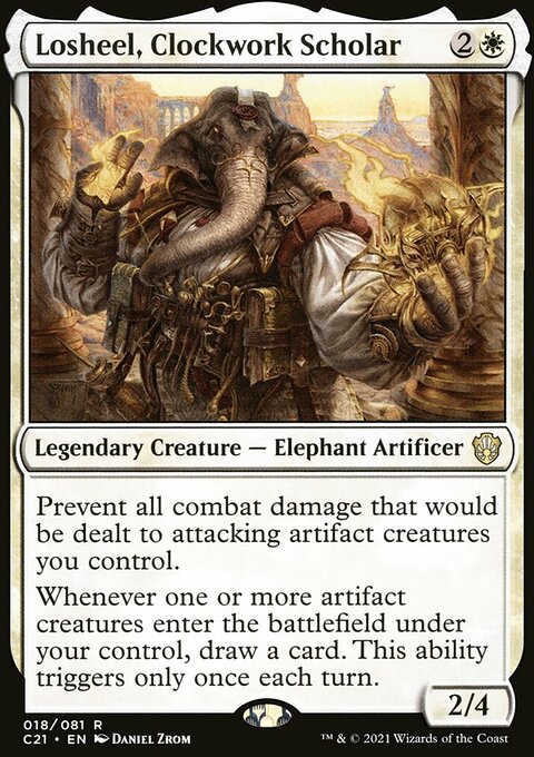 Losheel, Clockwork Scholar, Commander 2021 #18, Magic: The Gathering card