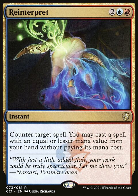 Reinterpret, Commander 2021 #73, Magic: The Gathering card