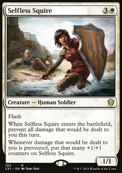 Selfless Squire, Commander 2021 #103, Magic: The Gathering card