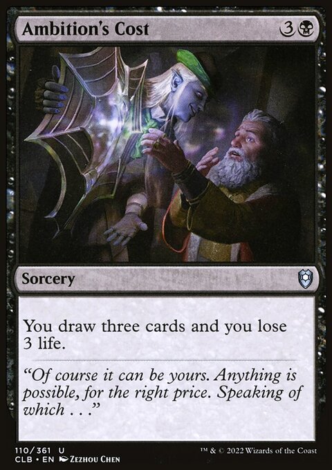 Ambition's Cost, Commander Legends: Battle for Baldur's Gate #110, Magic: The Gathering card